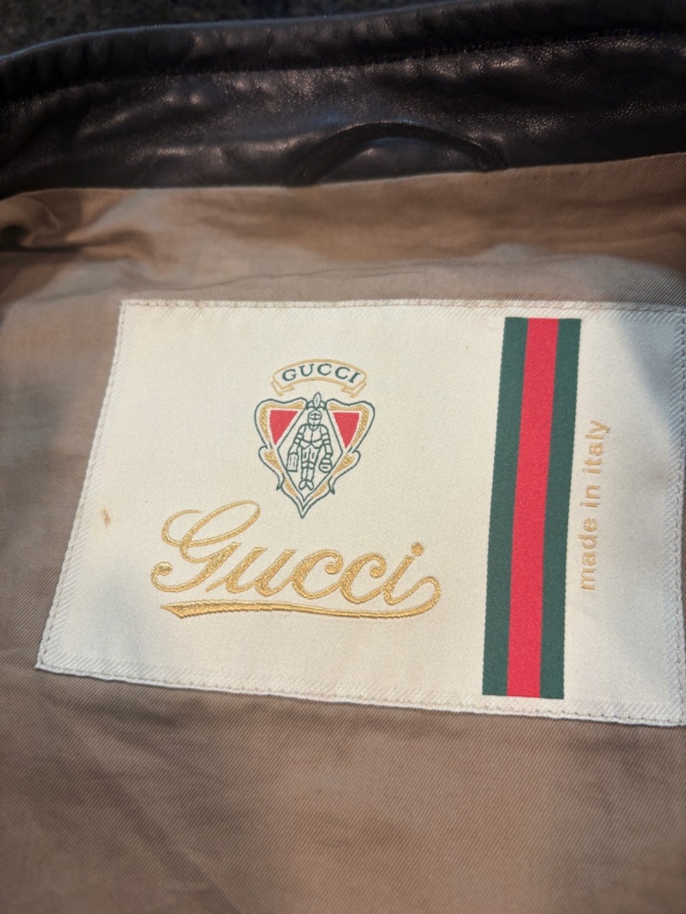 GUCCI Vintage Black Nylon and Leather Jacket with Signature Web Trim. - Picture 3 of 5
